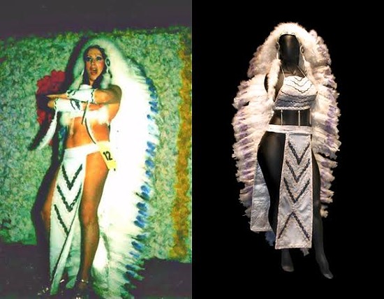 Lee Maynard and a Cher-inspired feathered Indian costume from 1973. - PHOTOS COURTESY OF PHD GALLERY