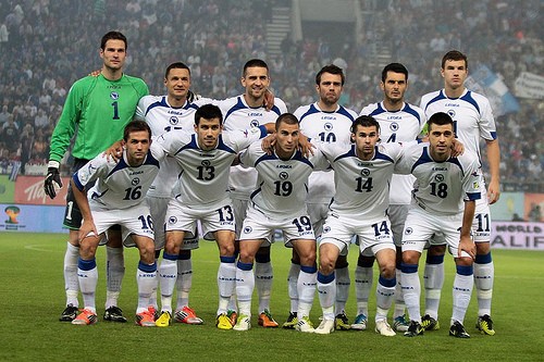 Ibisevic is third from the left in the top row of this picture of the Bosnian team. - Ulicar Streets on Flickr