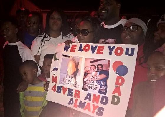The family of Marcus Johnson held a candlelight vigil Sunday night to remember the slain six-year-old. - Twitter via Chuck_modi