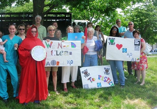 Volunteers with OFA-MO at the rally at Wagner's office in May. - Courtesy of Sierra Club