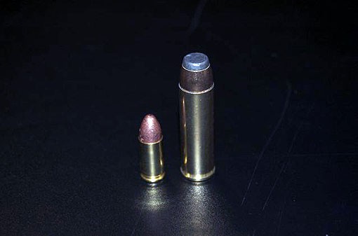A 9mm round next to the .500 magnum. - Photo: Matt Blickenstaff