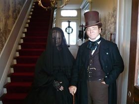 Proper Victorian ladies couldn't show their faces in public for the first year of their mourning. For the second year, they could wear shiny black fabric. For the third and final year, says Dieterle, "they could bust out the lavender and grey." - courtesy the Chatillon-DeMenil Mansion