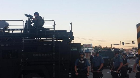 Police guarding Ferguson on August 13, at the start of the protests. - Danny Wicentowski