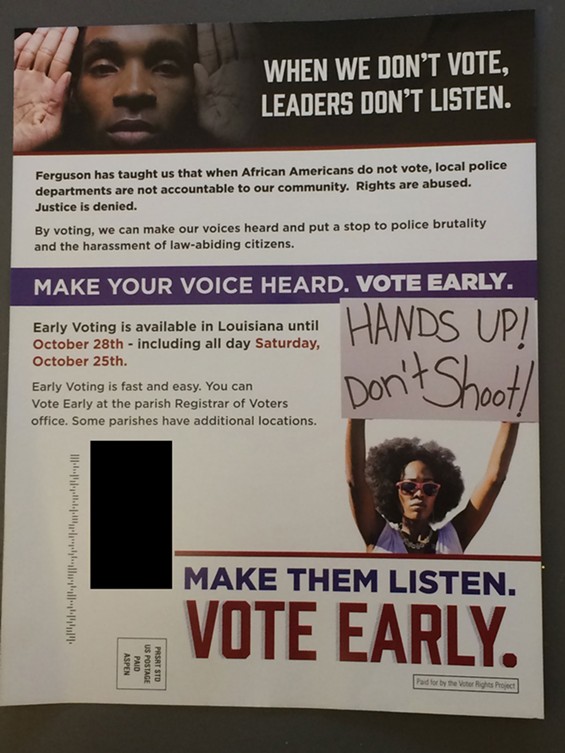 A flier sent to voters in Louisiana. - via
