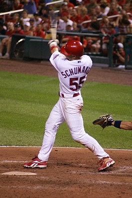 Schumaker, almost assuredly grounding out to the right side. - commons.wikimedia.org