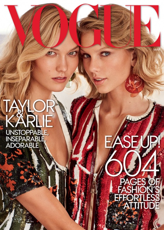 Karlie Kloss with her BFF Taylor Swift on the latest cover of Vogue. - MIKAEL JANSSON, VOGUE