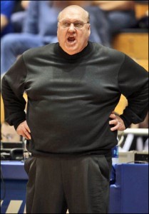 Rick Majerus, head coach of the Billikens. Luckily he keeps his players under tighter wrap than he does his boobs.
