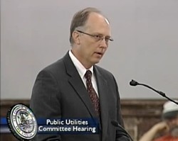 Water Commissioner Curt Skouby testifies before the Public Utilities Committee. - SaintLouisTV