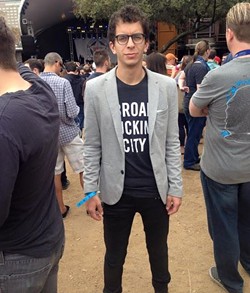 Podolsky, shown here wearing the "Broad Fucking City" shirt at the SXSW festival in Austin, Texas. - Courtesy of Daniel Podolsky