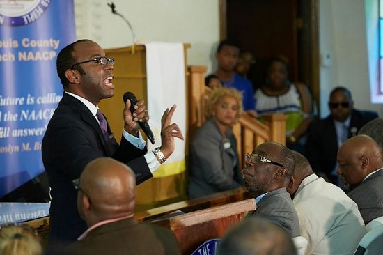 NAACP President Cornell Brooks called for a halt to looting in Ferguson at yesterday's press conference. - Theo Welling