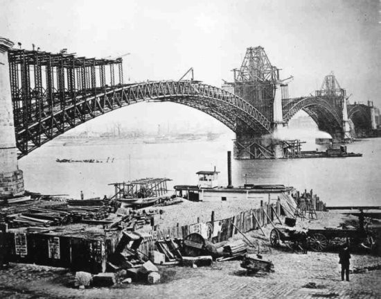 The Eads Bridge under construction - CREDIT: WIKIMEDIA COMMONS