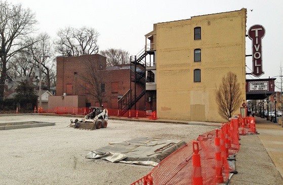 The parking lot east of the Tivoli Theatre is scheduled to reopen next month.