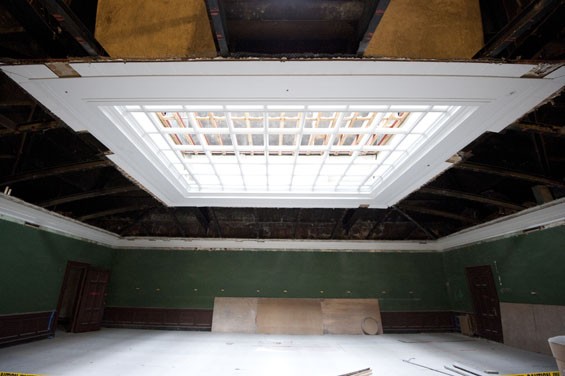Pains have been taken to preserve some of the library's more striking architectural features, like this skylight on the third floor. - Kholood Eid