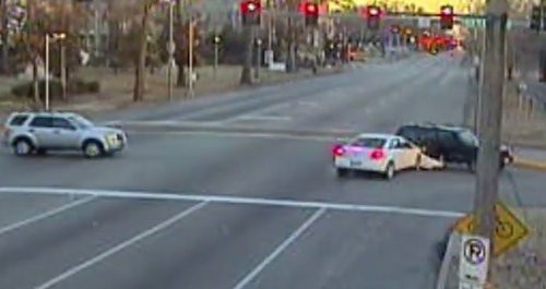 A red-light camera catches a crash in St. Louis City. - American Traffic Solutions