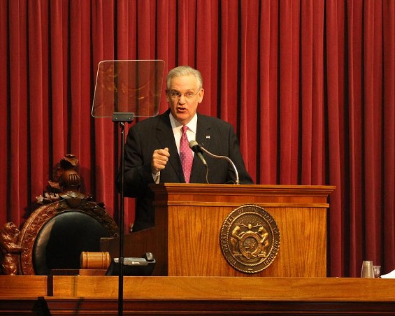 Governor Jay Nixon gives the State of the State address to the legislature. - via