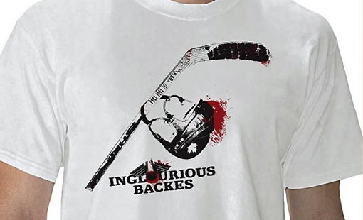 While - eye-catching, this shirt may be a little too on the nose, though. Backes - broke Swiss player Julien Sprunger's neck on a big ol' hit last year, - and according to Sprunger, Backes reminded - him that it could happen again if Sprunger doesn't watch himself.
