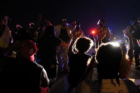 Protesters in Ferguson on Sunday. - Ray Downs
