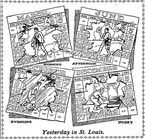 November 11, 1911, as depicted by a Post-Dispatch cartoonist. - courtesy St. Louis Post-Dispatch