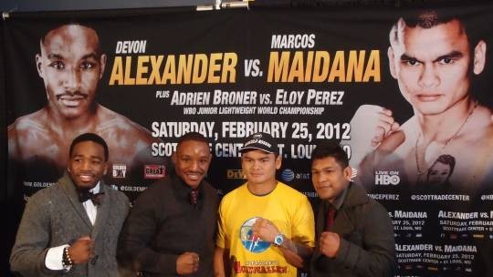 Alexander and Maidana, center two, will go toe-to-toe on February 25. - Albert Samaha