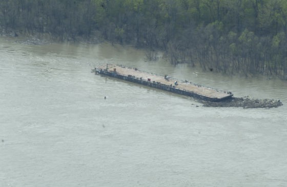 A barge on the loose after last week's accident. - Courtesy Coast Guard