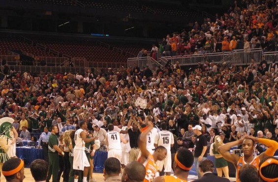 Michigan State joyous celebration in the back, Tennessee agony of defeat in the front. - photo by Keegan Hamilton