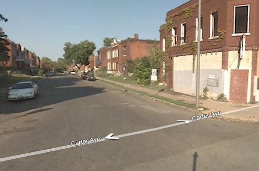 The view of the 4300 block of College from the Carter Ave. - Google Street View