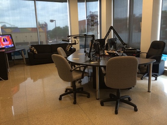 The 590 AM studio where Brian McKenna usually hosts his radio show, The Alpha Males, is now empty during the morning drive time. - Lindsay Toler
