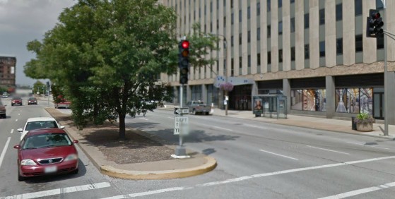 The median at Tucker and Pine, where the chase ended.