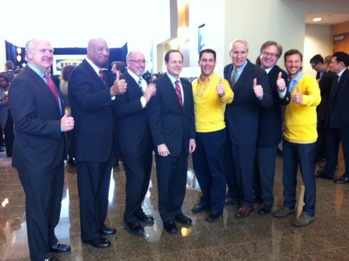 Mayor Slay poses with the IKEA team and other St. Louis officials giving a thumbs up for IKEA. - Lindsay Toler