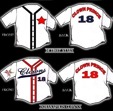 A sampling of the made-to-order jerseys available, honoring Joe Henry's Negro League career.