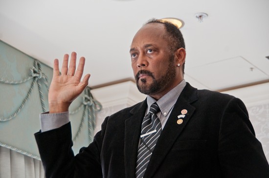 Kendrick "ICE" McDonald was inaugurated on Thursday as the first black national president in The Society of American Magicians's 112-year history. - Caroline Yoo
