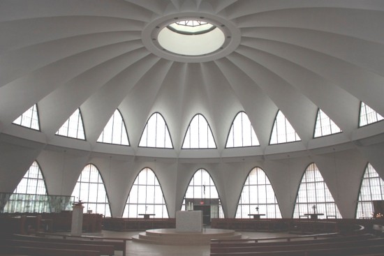 The Interior of the Abbey Church, showing its unique and revolutionary design.