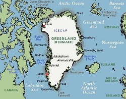 Greenland: The white parts indicate St. Louis-style, white-hot temperatures.