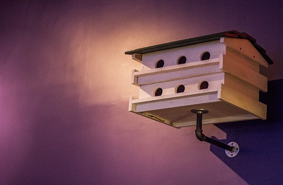 A Purple Martin house adorns the dining room.