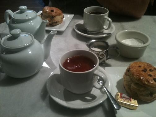 Tea and scones for a lunchtime mental health break. - Robin Wheeler