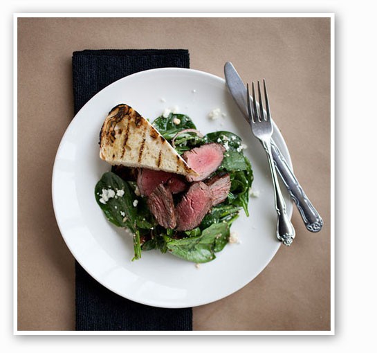 &nbsp;&nbsp;&nbsp;&nbsp;&nbsp;&nbsp;&nbsp;Steak and spinach salad with feta at Mathew's Kitchen. | Jennifer Silverberg