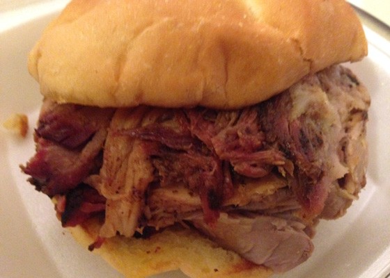 A heaping pulled pork sandwich. | Nancy Stiles