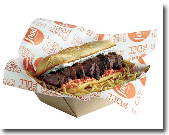 Do not adjust your television set. This is a Food Network steak sandwich -- the Red, White and Blue Steak Sandwich, to be precise. - Food Network