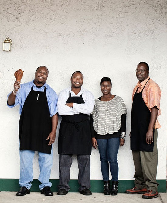 Family-owned Gobble Stop Smokehouse is: co-owners DeMones and DeMarco Howard; head of PR and marketing, Mika Howard; and cook Michael Williams. - Jennifer Silverberg