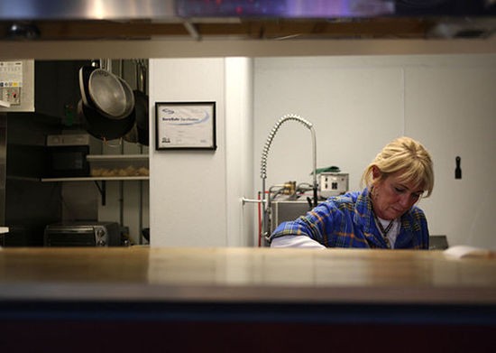 Owner Jean Ann Mantia inside the kitchen of Schoemehl's South Side Grill - Kristan Lieb