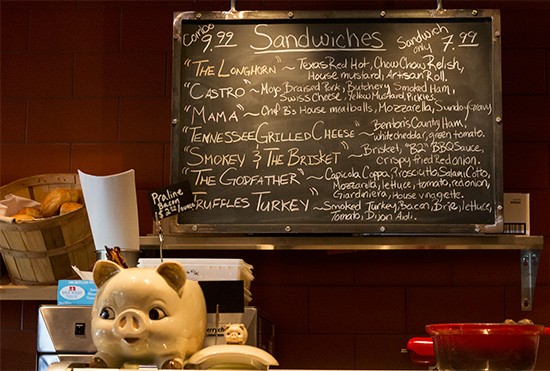 The sandwich menu.