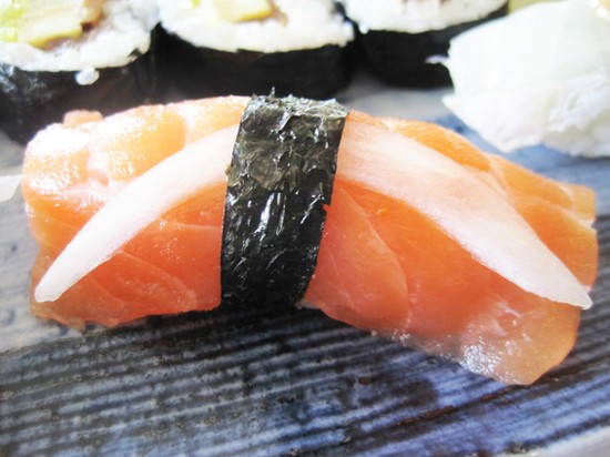Salmon nigiri sushi at Nobu's - Ian Froeb
