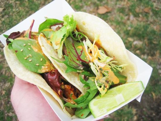 A couple of tacos from the Korean-Mexican mashup truck, Seoul Taco - Ian Froeb