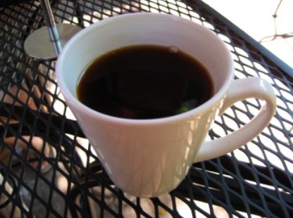 Black coffee, white cup at Mud House. - Kase Wickman