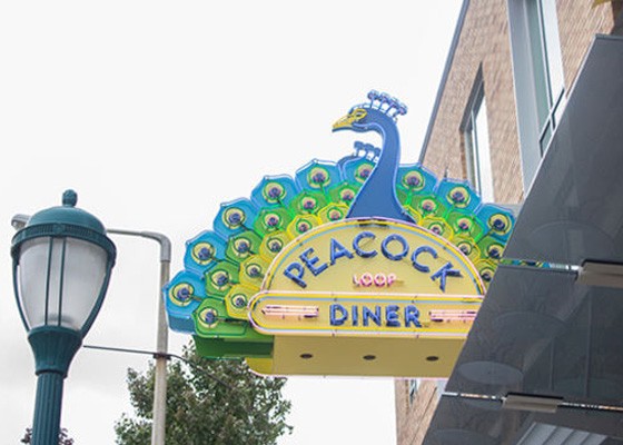 The Peacock Loop Diner's already-famous neon sign. | Mabel Suen