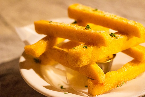 Polenta fries with chipotle aioli.