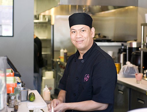 Sushi chef Dung Phan. See more photos of Caf&eacute; Mochi on South Grand. - Photo: Jennifer Silverberg