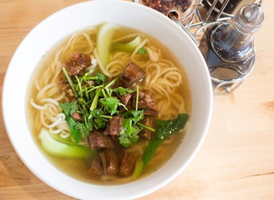 Ramen with beef and bok choy. - Mabel Suen