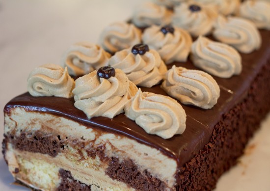 Chocolate and coffee checker cassata cake, a rum soaked sponge cake. - Mabel Suen