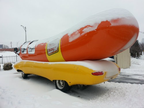 Chilly Dog: Oscar Mayer Wienermobile Hit by St. Louis Blizzard